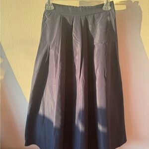 SHEIN Gray Brown Midi A-line Pleated Skirt